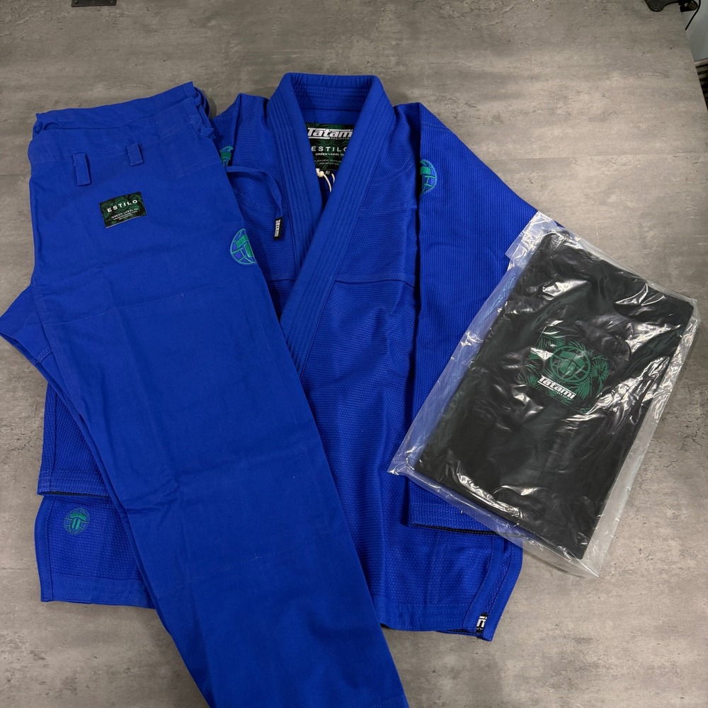 Tatami BJJ Gi Mens A1 Estilo Green Label Blue Pearl Weave Cotton NEW